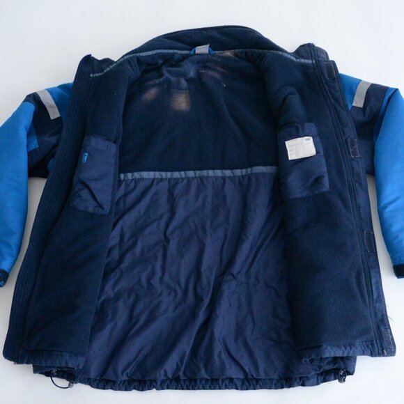 Vintage Y2K Nike Blue Reflective Fleece Lined Zip Up Winter Jacket XL - Picture 5 of 16